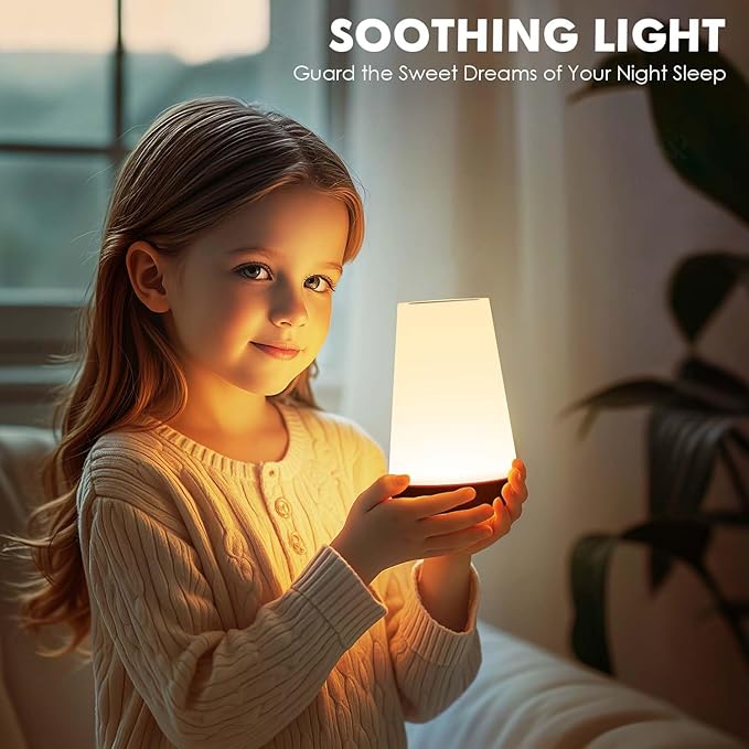 Auxmir LED Night Light Bedside Lamp Touch and Remote Control Dimmable Tabletop 13 RGB Colors Changing 5 Brightness Adjustable Rechargeable Portable Lamp for Baby Kids Nursery Bedroom Bathroom Camping
