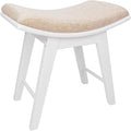 URFORESTIC Oak Wood Vanity Stool, Modern Makeup Dressing Stool with Concave Seat Surface,Capacity 300lb, Easy Assembly (White)