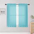 Aqua Sheer Curtains for Bedroom Living Room 54 Inch Length 2 Panels Set by OWENIE
