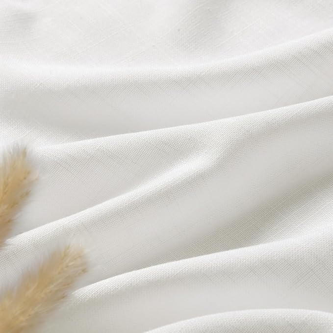 Off White Cafe Curtains 45 Inch Length Set 2 Panel Back Tab Pocket Semi Sheer - Image 5