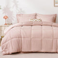 Love's cabin Twin Comforter Set Blush Pink, 5 Pieces Twin Bed in a Bag, All Season Bedding Sets with 1 Comforter, 1 Flat Sheet, 1 Fitted Sheet, 1 Pillowcase and 1 Pillow Sham