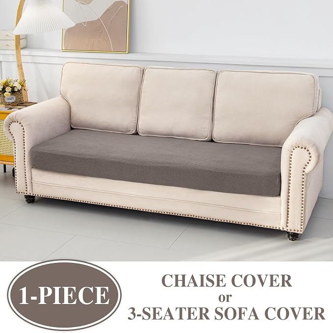 LA MEACK Couch Cushion Cover Chaise Lounge Cover Washable Separate Seat Chaise - Image 3