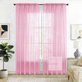 SpaceDresser Check Sheer Curtains 108 Inches 2 Panels Set, Rod Pocket Plaid by SpaceDresser