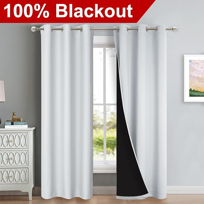 NICETOWN Blackout Curtains 80 inches Long, 2 Pieces, Full Light Blocking Drapes - Image 2