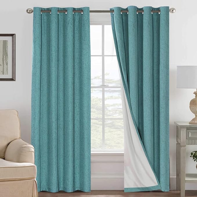 H.VERSAILTEX Linen Blackout Curtains 96 Inches Long 100% Absolutely Blackout by HVERSAILTEX