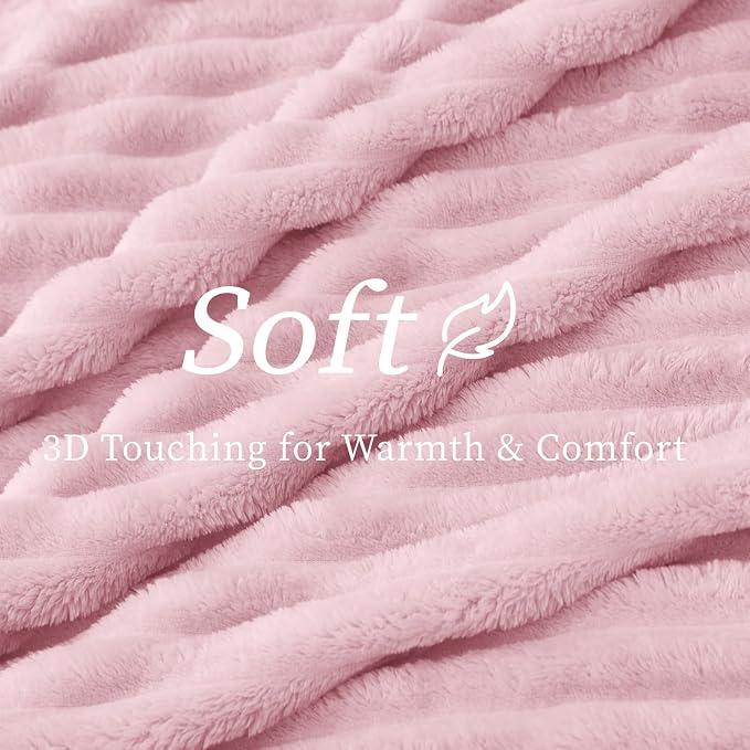 BEDELITE Ribbed Twin Blanket for Couch & Bed, Cherry Blossom, Warm Yet - Image 4