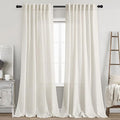 Elegant Cream Linen Curtains Semi Sheer Curtain 98 Inches Long by Nanspring