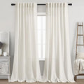 Cream Linen Curtains 99 Inches Long 2 Panels Set Back Tab Rod Pocket Semi Sheer by Nanspring