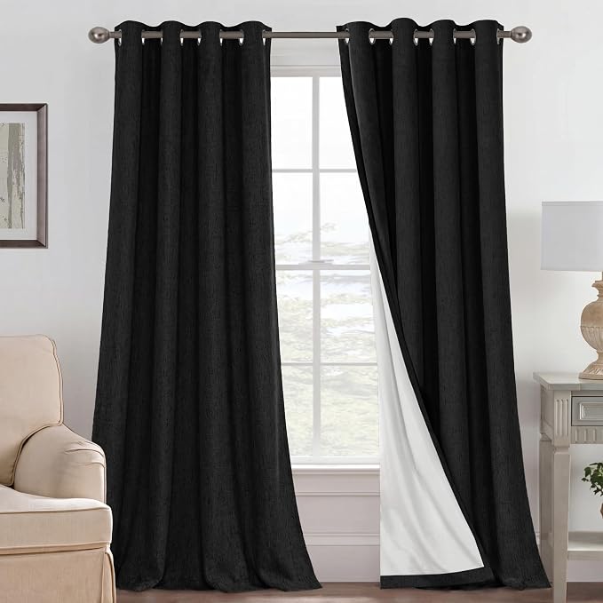 H.VERSAILTEX Blackout Curtains Linen Curtains 120 inches Long 100% Black Out by HVERSAILTEX