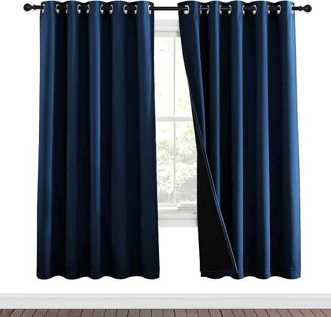 NICETOWN Moroccan Blue Full Shade Curtain Panels, Pair of Energy Smart & Noise by NICETOWN