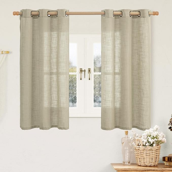 48 Inch Length Short Linen Curtains by LAMIT
