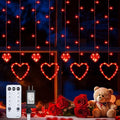Valentines Day Decor, Red Love Heart String Lights for Bedroom, 12 Hearts 138 LED Fairy Twinkle Lights with Remote, 8 Lighting Modes Connectable Window Lights for Valentine's Day Wedding Home Decor