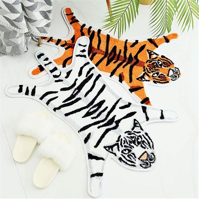 Tiger Print Rug Animal Printed Small Area Rugs Faux Cowhide Skin Leather - Image 7