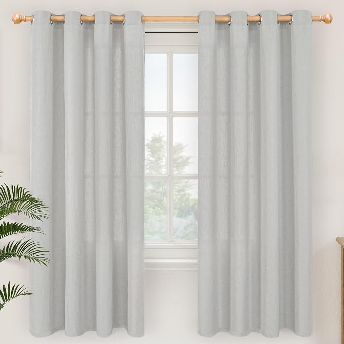 YoungsTex 72 Inch Length Grey Linen Curtains by YoungsTex