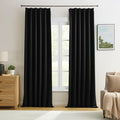 Black Curtains Blackout 100 Inches Long, Luxury Faux Silk Polyester Pinch by KEQIAOSUOCAI