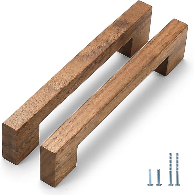 Walnut Square 5 in 8 pcs Wooden Drawer Pulls Handle pulls for cabinets Kitchen Cabinet Drawer pulls Cabinet Door Pull