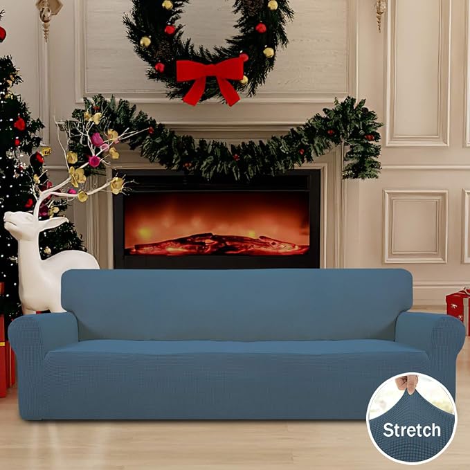 Easy-Going Stretch 4 Seater Oversized Sofa Couch Cover Bluestone | 1-Piece - Image 2