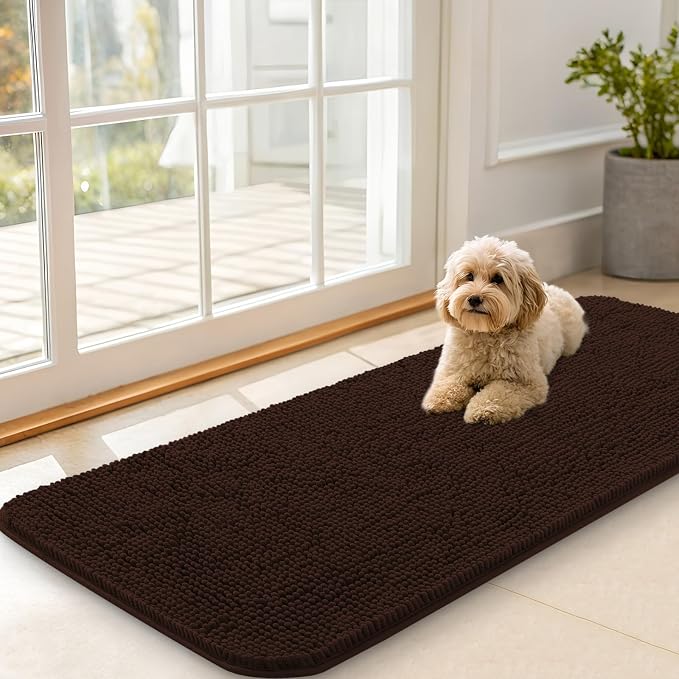 OLANLY Dog Door Mat for Muddy Paws 47x20, Super Absorbent Chenille Mud Mat | by OLANLY