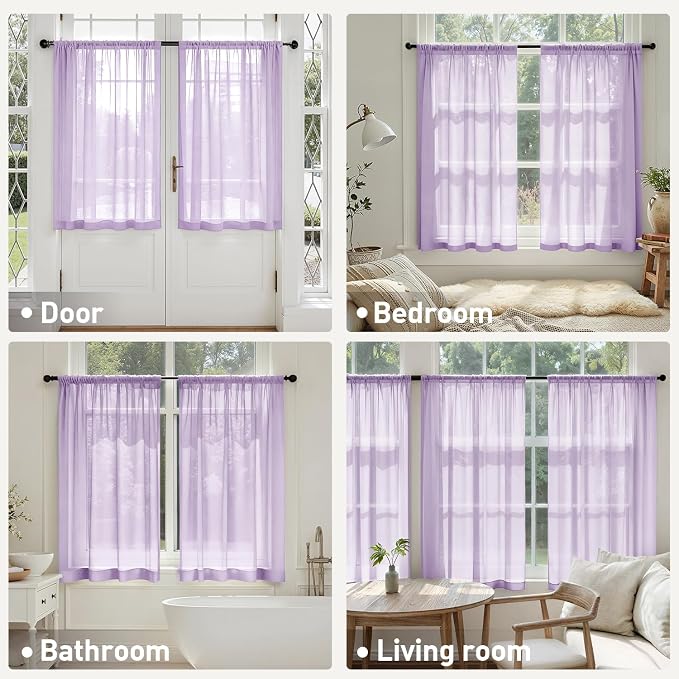 MIULEE Light Purple Sheer Curtains 63 Inches Long 4 Panels 42 x 63 Inches | - Image 6