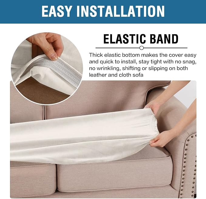 H.VERSAILTEX Velvet Stretch Individual Couch Cushion Cover Plush Cushion - Image 4