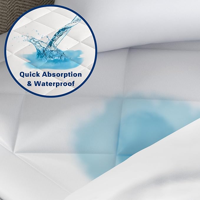 Sleep Philosophy Waterproof Mattress Protector King Size Mattress Pad, 3M Scotchgard, Quilted & Fitted Microfiber Mattress Topper, Noisless & Deep Pocket Fits Up to 20" Mattress, King White