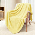 Exclusivo Mezcla Fleece Throw Blanket Extra Large, Super Soft and Warm Blankets for Couch, Sofa and Bed Waffle Textured, Cozy, Fuzzy and Lightweight (Light Yellow, 50x70 Inches)