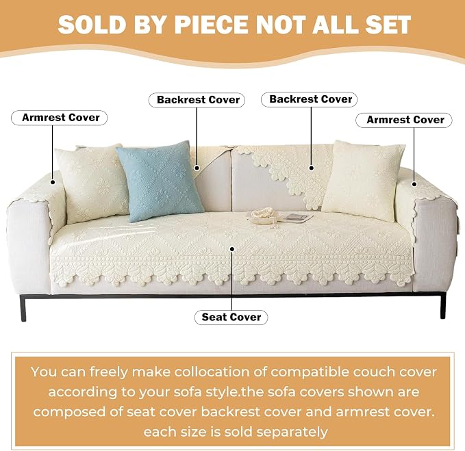 Cotton Quilted Dog Couch Cover for Sofa Farmhouse Rustic Embroidery Sectional - Image 2