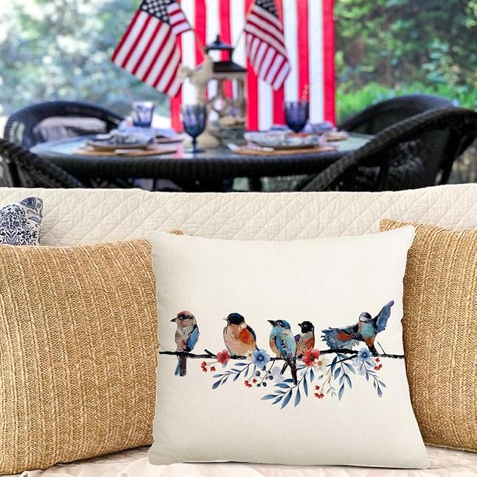 RABUSOFA 4th of July Memorial Day Patriotic Throw Pillow Cover, 20x20 Inch Red - Image 2