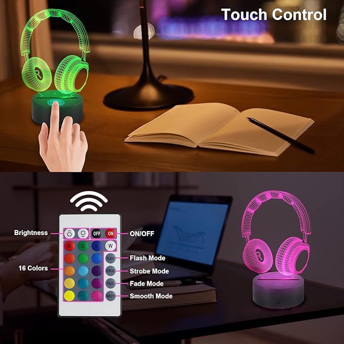 AZIMOM 3D Illusion Lamp Basketball Lamp Decor 16Colors Changing Basketball Shape Night Light Smart Touch Sensor Remote Control Bedside Lamps Home Decoration for Kids Boys & Girls Women Birthday Gifts