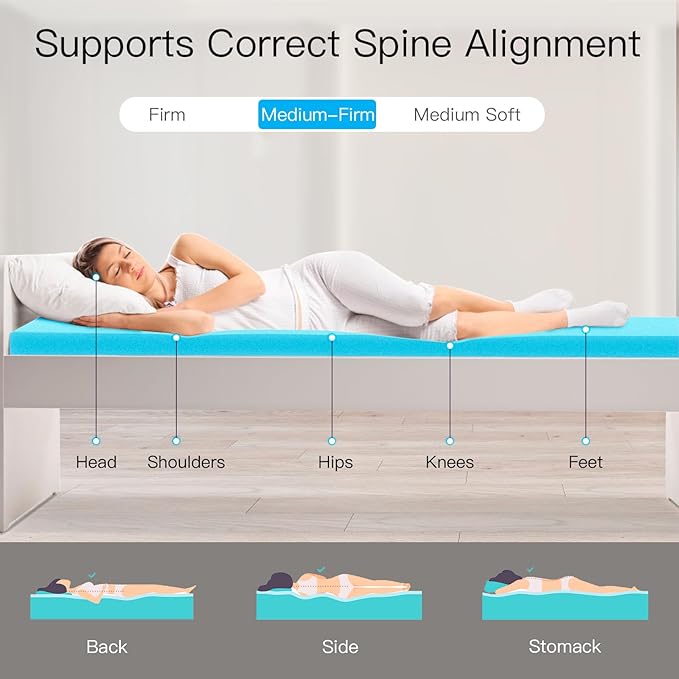3 Inch Twin XL (39"x80") Memory Foam Mattress Topper, Cooling Gel Infused Mattress Pad, Soft Bed Topper for Pressure Relief Back Pain, Breathable, CertiPUR-US Certified