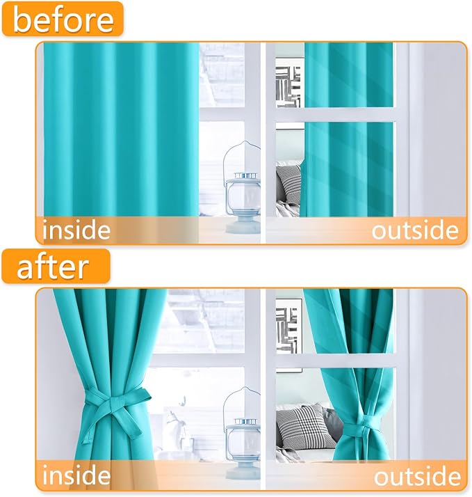 Blackout Curtains for Bedroom, 42 x 63 Inches Length, Turquoise | Thermal - Image 4