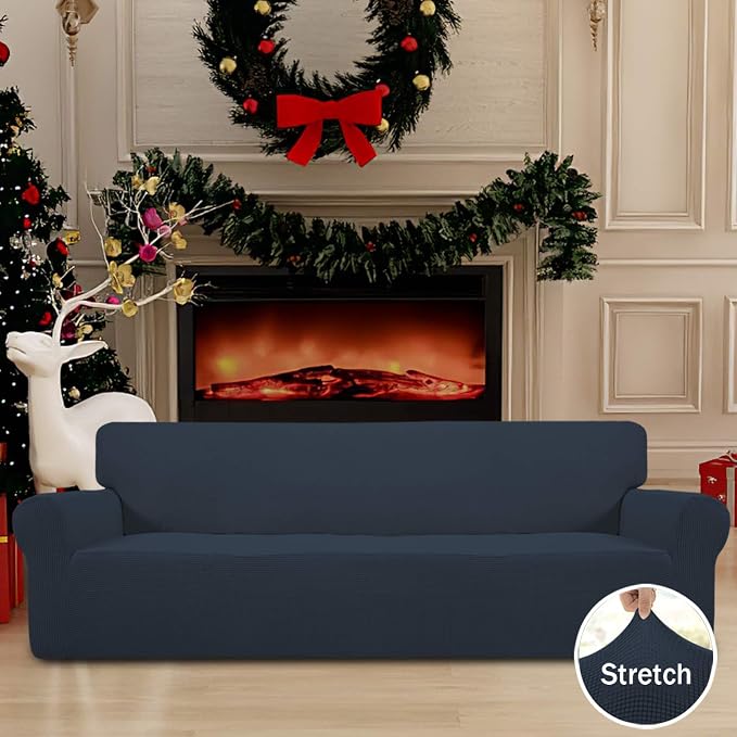 Easy-Going Stretch 4 Seater Oversized Sofa Couch Cover Dark Blue | 1-Piece - Image 2