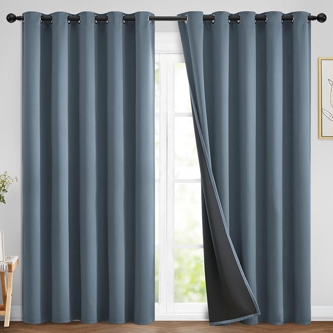 Yakamok Stone Blue 100% Blackout Curtains 84 Inches Long 70" Wide 2 Panel | by Yakamok