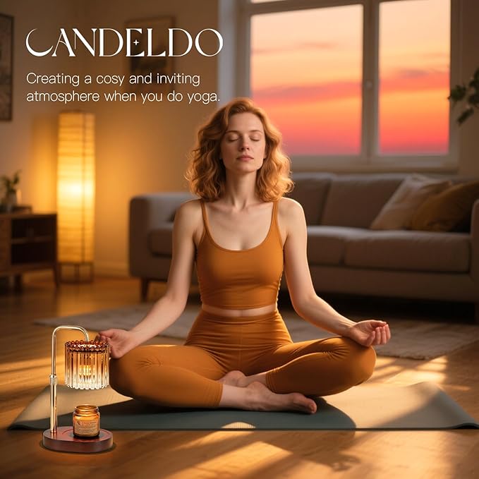 Candle Warmer Lamp with Timer: Amber Candle Warming Lamp with 2 Bulbs Height Adjustable Wax Melt Dimmable Bedroom Decor Christmas Gift for Women