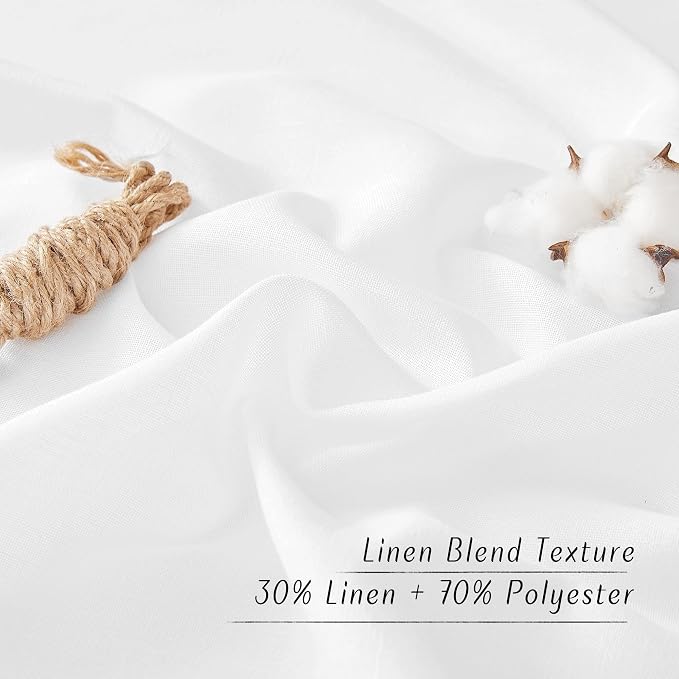 NICETOWN Thick Linen White Curtains 90 inch Length, Grommet Flax Linen Blend - Image 4