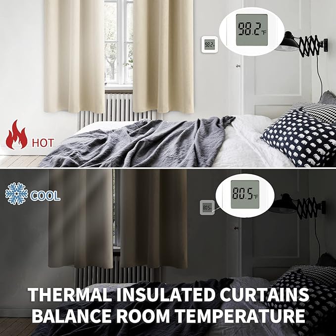 BGment Beige Room Darkening Curtains 63 Inches Long 2 Panels Set, Sunlight Blocking Thermal Insulated Grommet Window Treatment Drapes for Bedroom, Each Panel 42 x 63 Inch
