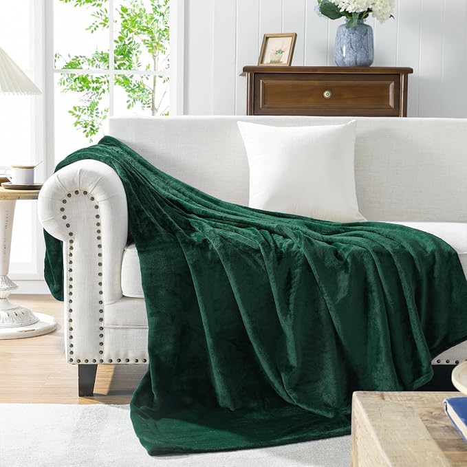 Forest Green Fleece Plush Throw Blanket 50"x70"for Couch Fuzzy Cozy Flannel | - Image 4