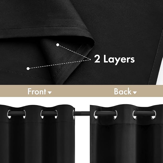 MIULEE Black 100% Blackout Curtains - Image 3
