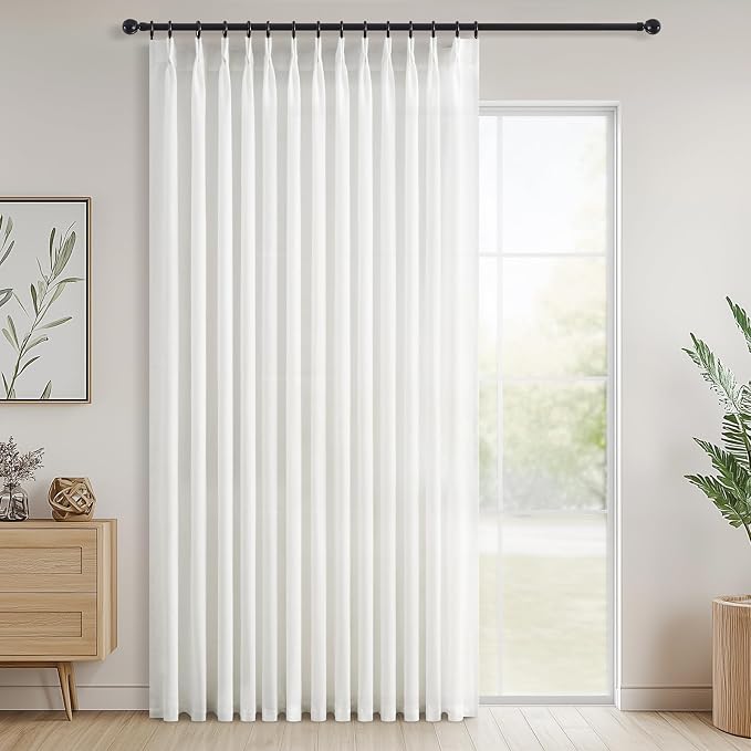 Topfinel 96 Inches Long Pinch Pleated Semi Sheer Curtains by Topfinel