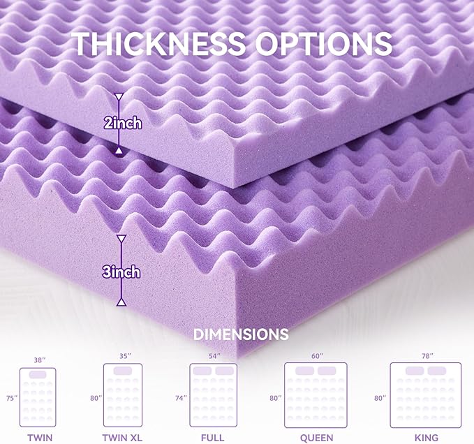 SINWEEK 3 Inch Egg Crate Memory Foam Mattress Topper Twin Size, Soft Mattress Pad for Back Pain Relief, Bed Topper, CertiPUR-US Certified