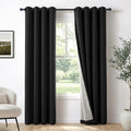 100% Blackout Linen Textured Curtains 108 Inch Long, Light Blocking, Thermal by 100BlackoutShield