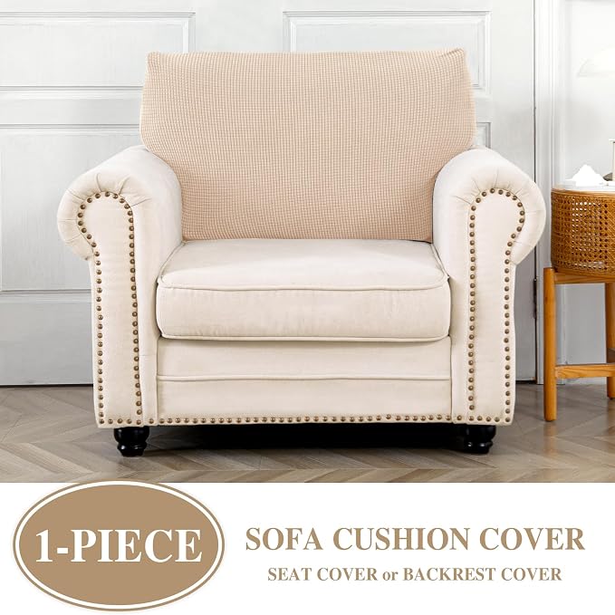 LA MEACK Couch Cushion Cover Seat Cushion Cover Stretch Armchair Cover Separate - Image 3