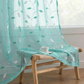 MIULEE Turquoise Sheer Curtains 2 Panels Leaf Patterned, W52 x L63 | by MIULEE