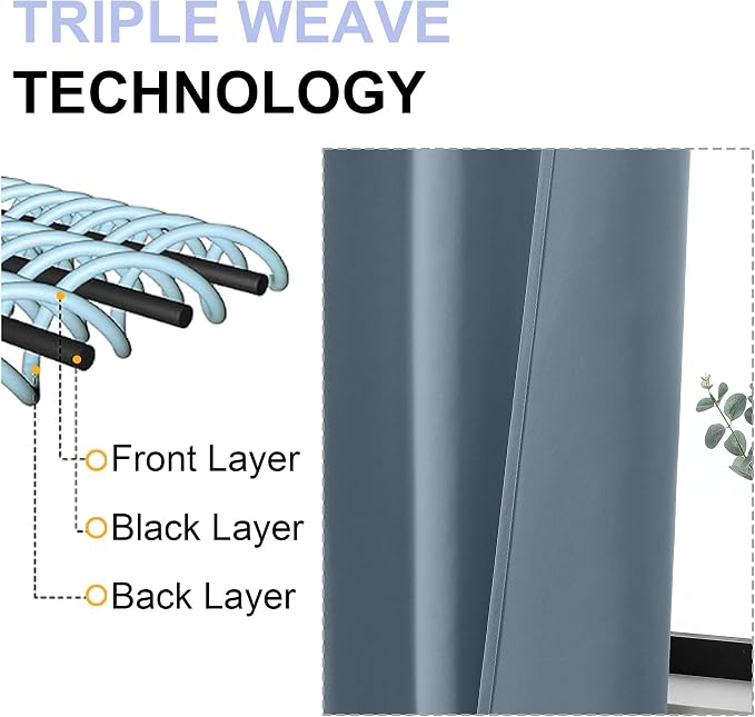Simplebrand Ava Stone Blue Blackout Curtains, Privacy Thermal Insulated - Image 5