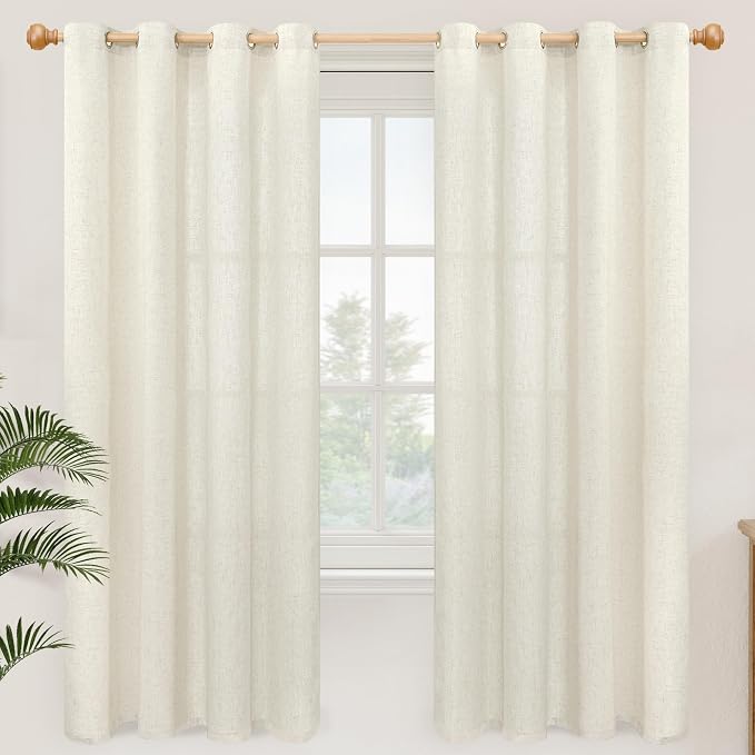 YoungsTex 72 Inch Length Natural Linen Curtains by YoungsTex