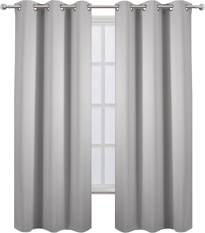 Light Grey Blackout Curtains 34 x 84 Inch Length/Set of 2 Curtain by Lemomo