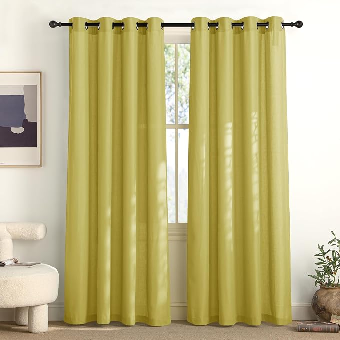 NICETOWN Bright Yellow Linen Curtains by NICETOWN