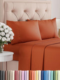 Twin 4 Piece Sheet Set - Comfy Breathable & Cooling - Ultra-Soft Hotel Luxury Bedding Set with 8-16 Inch Deep Pockets - 1 Flat & 1 Fitted Sheet & 2 Pillowcases - Wrinkle Free & Easy Care - Terracotta