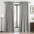 Frost Grey Blackout Linen Curtains 96 Inches Long 2 Panels by Topfinel