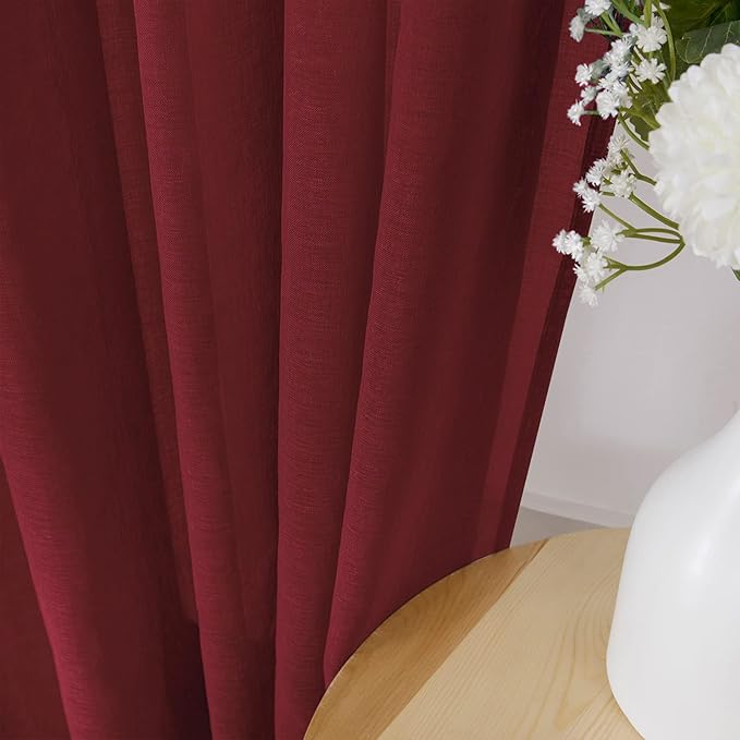 Tollpiz Sheer Curtains Living Room Linen Textured Curtain Sheers Light - Image 3